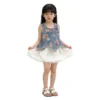 Sundaykids Girls' Denim Terno Printed Top with Short Clothes Set