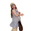 Sundaykids Cotton Solid Color Flower Dress For Kids Girl