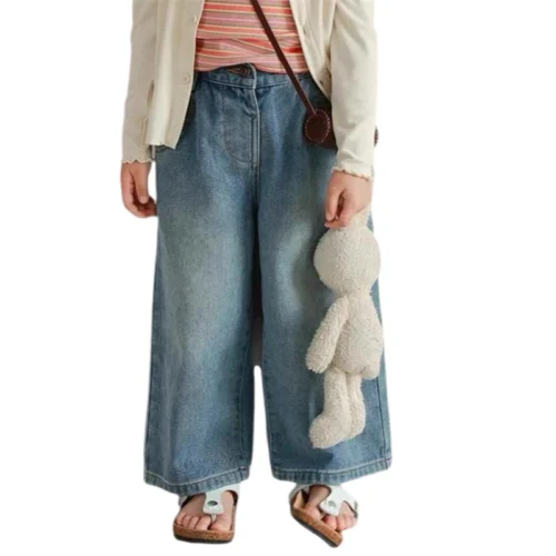 SundayKids Girls Light Wash Wide Leg Denim Pants