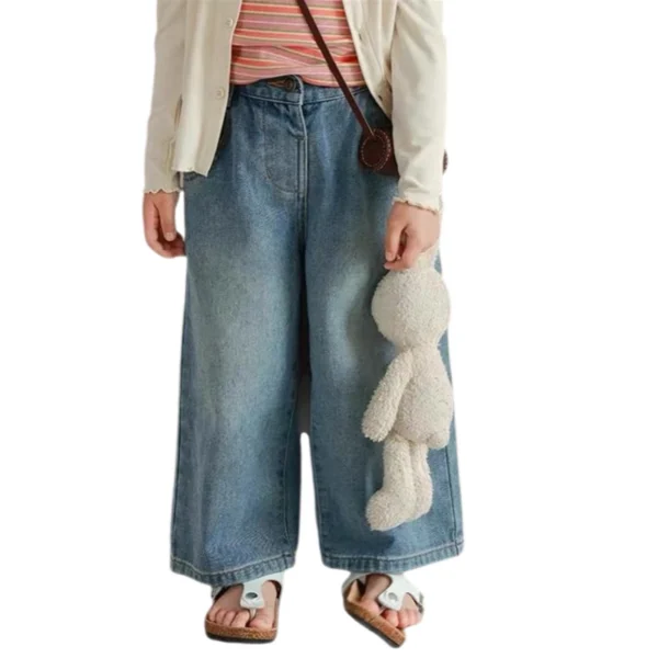 SundayKids Girls Light Wash Wide Leg Denim Pants