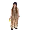副图1 SundayKids Girls' Sweet Lace Strap Ruffled Leisure Pants Set Girls Outfits
