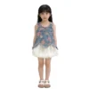 Sundaykids Girls' Denim Terno Printed Top with Short Clothes Set