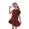 Sundaykids Cotton Solid Color Flower Dress For Kids Girl