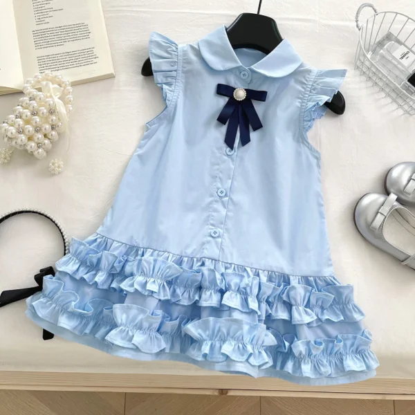 Sundaykids Girls' Short-sleeved Shirt Dress Kids Girl Princess Dress