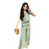 SundayKids 4-12Y Girls Terno Solid Color Cotton Linen Clothes Outfit