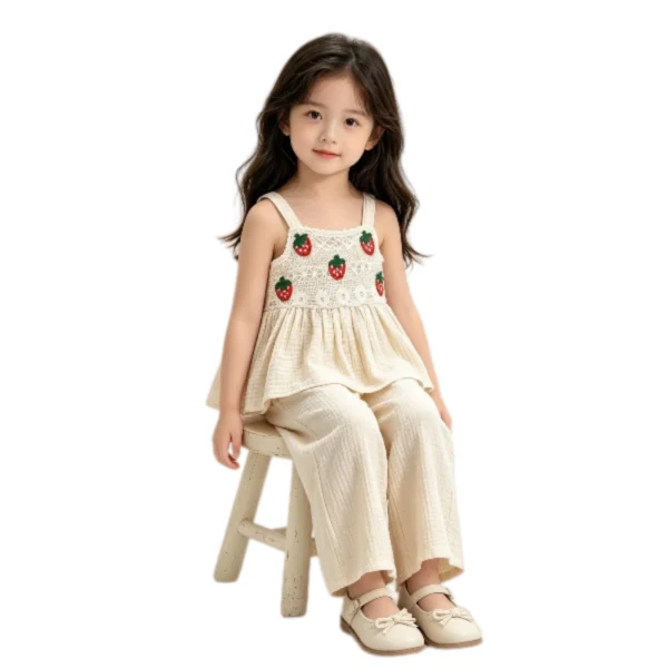 SundayKids Girls 2PCS  Sleeveless Top Wide Leg Pants Set