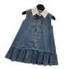 Sundaykids Girls' Denim Dress Polo-neck Sleeveless Soft Denim Dress 3-10Yrs