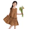 Sundaykids Kids Girl Dress Solid Color Casual Dress For 1-7Y Girls