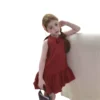 Sundaykids Cotton Solid Color Flower Dress For Kids Girl
