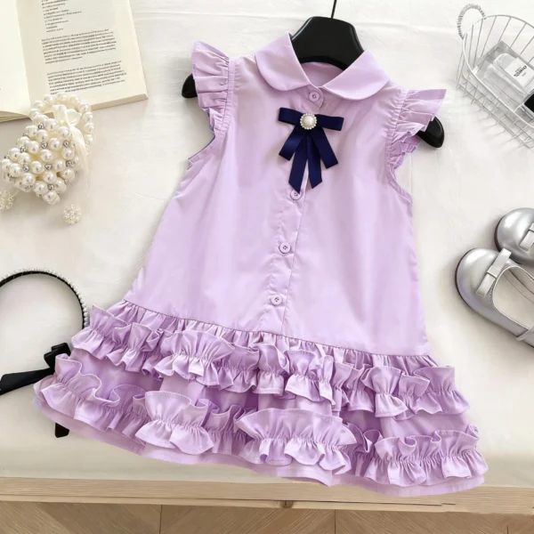 Sundaykids Girls' Short-sleeved Shirt Dress Kids Girl Princess Dress