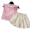 副图2 SundayKids Kids Girl Terno Floral Bowknot Shirt With Short Set For Girls
