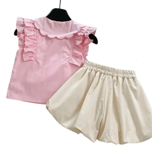 副图2 SundayKids Kids Girl Terno Floral Bowknot Shirt With Short Set For Girls