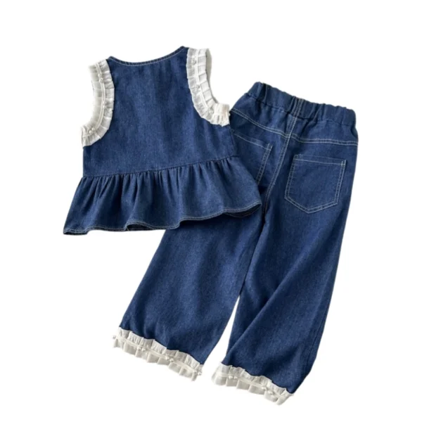 SundayKids Girls Denim Terno Clothes Blue Denim Top with Pants Outfit
