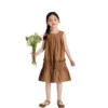 Sundaykids Kids Girl Dress Solid Color Casual Dress For 1-7Y Girls
