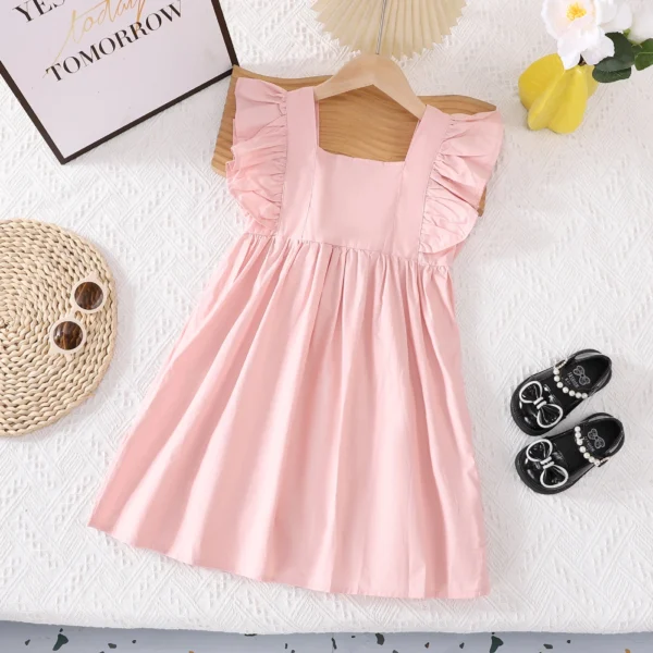副图3 Sundaykids Kids Girl Dress Korean Solid Color Princess Dress
