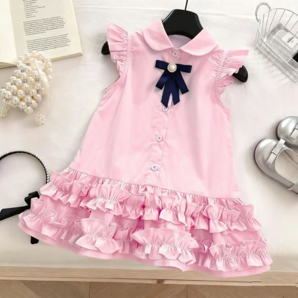 Sundaykids Girls' Short-sleeved Shirt Dress Kids Girl Princess Dress