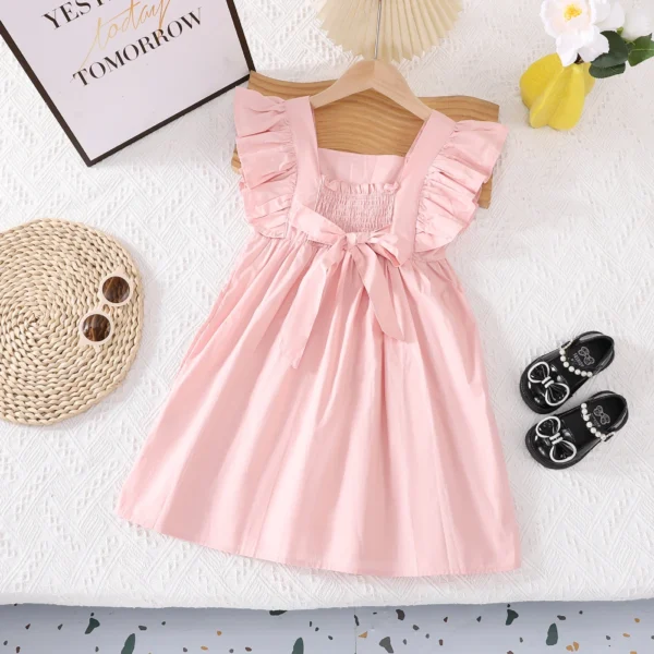 副图4 Sundaykids Kids Girl Dress Korean Solid Color Princess Dress