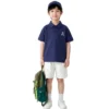 Sundaykids Boys School Uniform Terno Set Navy Blue Letter Polo Shirt + White Shorts