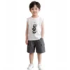 Sundaykids Toddler Boys' Fun Monster Graphic Vest & Cargo Shorts Set - Cool Style for 1 - 6 Years