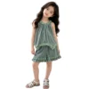 副图一 SundayKids Sleeveless Terno Halter Top with Big Bow Ruffle Shorts Set