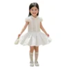 Sundaykids Girls White Eyelet Embroidery Puff Sleeve Dress