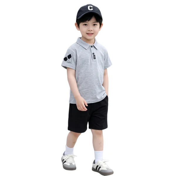 Sundaykids new 1-6 year old boys and girls lapel POLO shirt cuffs ears bear short sleeves
