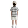 副图三 (1) Sundaykids Boys set 2025 new style boy Korean style casual striped top workwear shorts terno