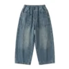 Sundaykids Boys' Washed Vintage Blue Denim Oversized Wide-Leg Pants for 1-5Y