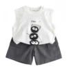 Sundaykids Toddler Boys' Fun Monster Graphic Vest & Cargo Shorts Set - Cool Style for 1 - 6 Years