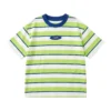 Sundaykids Boys Korean Style Contrast Collar Striped T-shirt Breathable Drop Shoulder Loose Fit