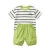 Sundaykids Boys Striped Contrast Collar Cargo Terno Set