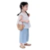 SundayKids Girls' Lace Eyelet Sleeveless Top & Light Denim Pants Two-Piece Set