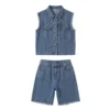 Sundaykids New Soft denim two-piece terno for boys - casual outfit for babies