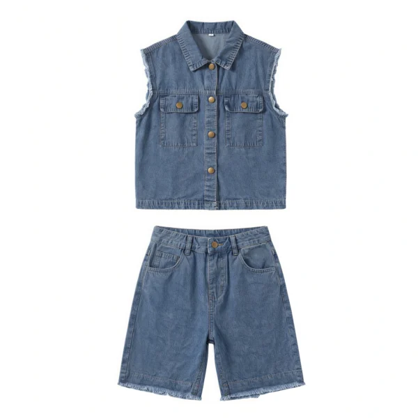 Sundaykids New Soft denim two-piece terno for boys - casual outfit for babies