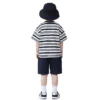 Sundaykids boys short-sleeved suit 1-6 years old boy summer striped pocket t-shirt baby boy clothes