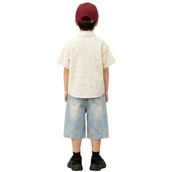 副图二 (1) Sundaykids Toddler Boys' Speckled Short - Sleeve Shirt - Casual & Cute for 1 - 6 Years