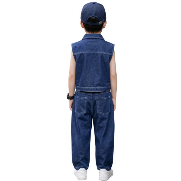 Sundaykids 2026 new denim vest+denim curved pants two-piece set