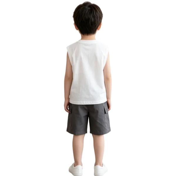 Sundaykids Toddler Boys' Fun Monster Graphic Vest & Cargo Shorts Set - Cool Style for 1 - 6 Years