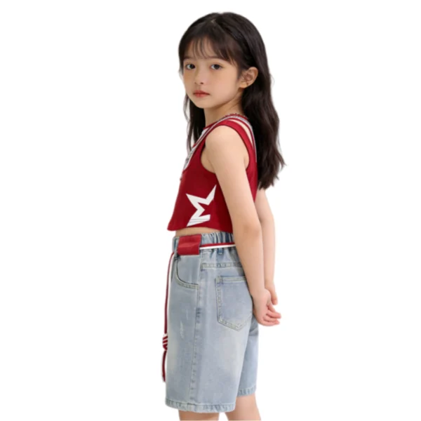 SundayKids Girls Terno Tank Top + Denim Shorts Set Streetwear Outfit