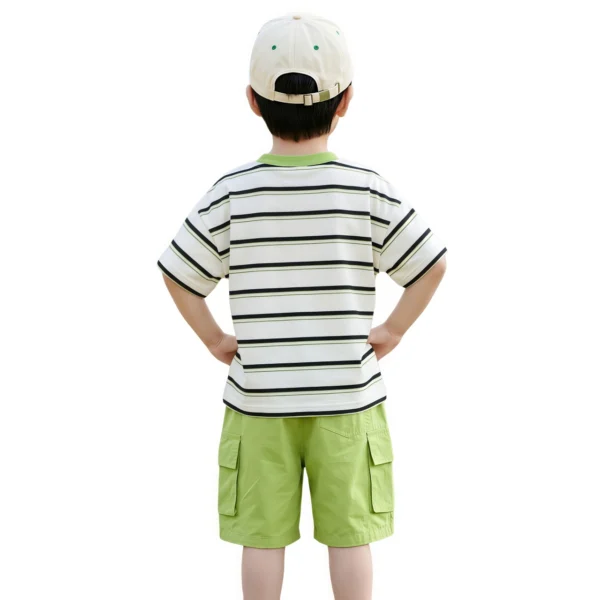 Sundaykids Boys Striped Contrast Collar Cargo Terno Set