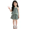 副图二 SundayKids Sleeveless Terno Halter Top with Big Bow Ruffle Shorts Set