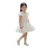 Sundaykids Girls White Eyelet Embroidery Puff Sleeve Dress