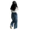 SundayKids Girls Big Bow Decor Wide Leg Denim Pants