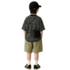 Sundaykids Children's clothing suit boy T-shirt striped top casual overalls two-piece suit